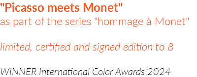 "Picasso meets Monet"  as part of the series "hommage à Monet" limited, certified and signed edition to 8 WINNER International Color Awards 2024